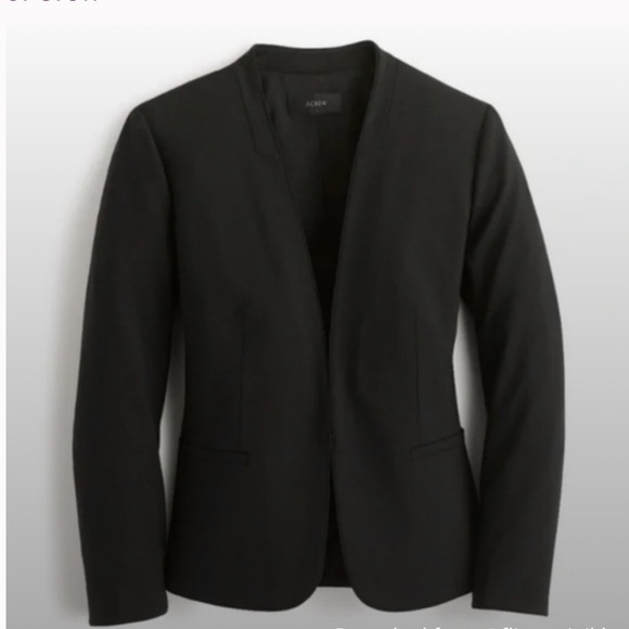 J. Crew wool Collarless Blazer Jacket in Italian Stretch Black Sz 10 Style E4776 - Picture 4 of 7